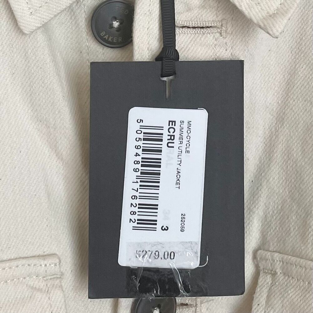 Ted Baker London Mens Summer Utility Jacket Cotton Cream Size 3 - Picture 10 of 11